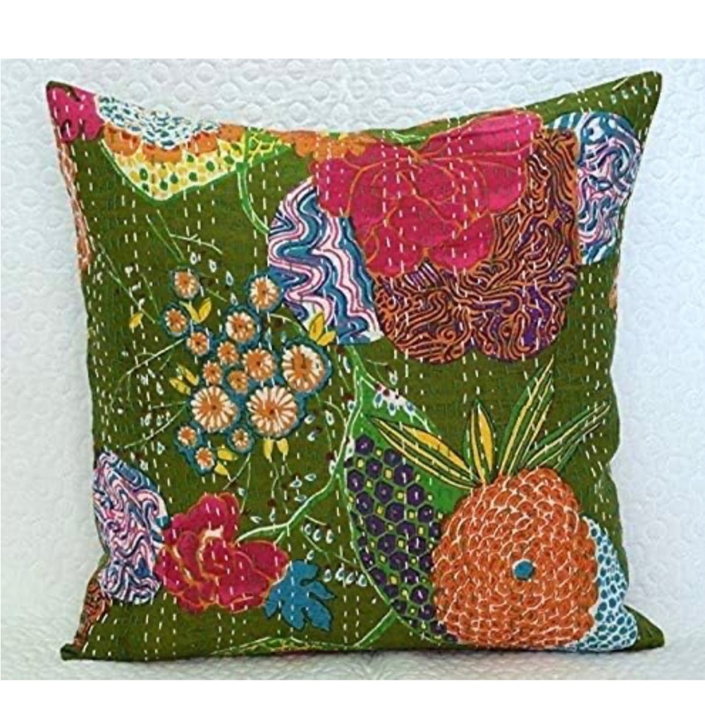Chic Decorative Cover Bohemian Hippie Case Fruit Handmade Cushion Kantha…